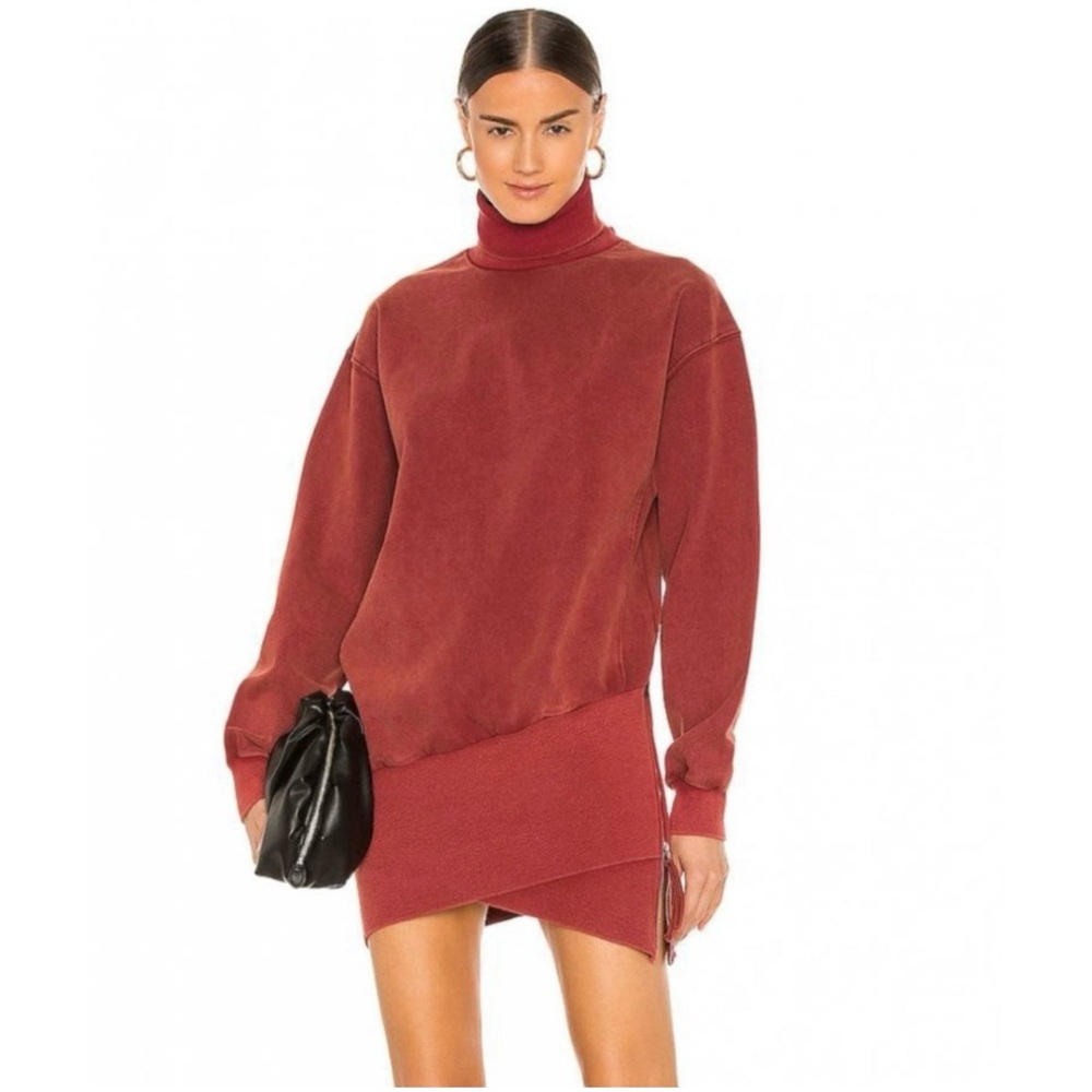 Young Fabulous and Broke Turtleneck Asymmetrical Sweater Dress in Rust size S